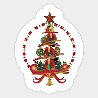 christmas tree holly and berries Sticker